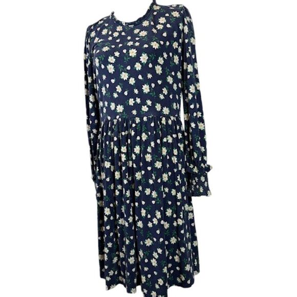 Draper James Kitty Dress in Magnolia Blue with White Floral Print Size Large - Picture 2 of 12